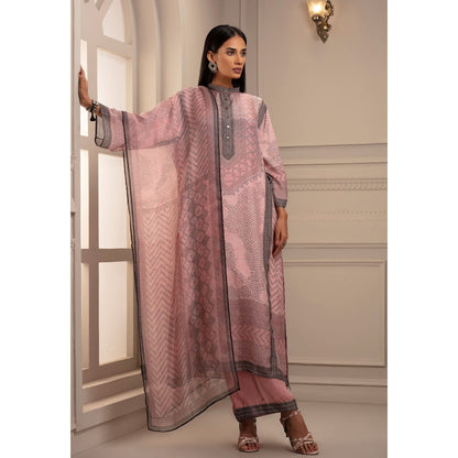 Rajdeep Ranawat Beendi Ghazala Pink Tunic With Palazzo & Stole (Set of 3)