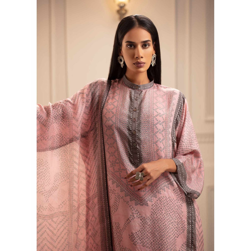 Rajdeep Ranawat Beendi Ghazala Pink Tunic With Palazzo & Stole (Set of 3)