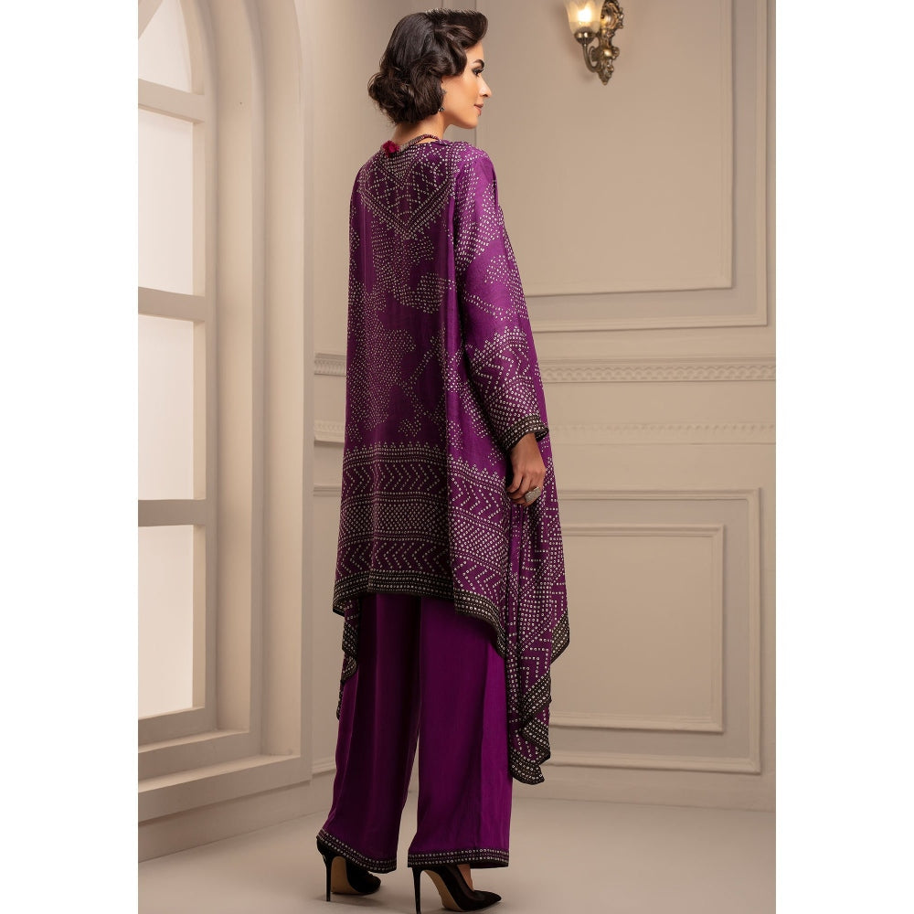 Rajdeep Ranawat Beendi Navya Purple Tunic With Palazzo (Set of 2)