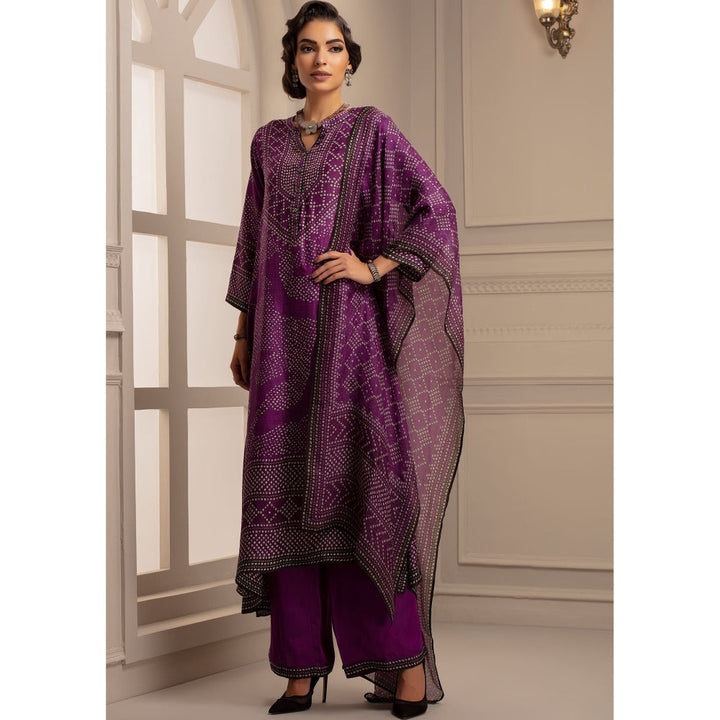 Rajdeep Ranawat Beendi Zeynep Purple Tunic With Palazzo & Stole (Set of 3)