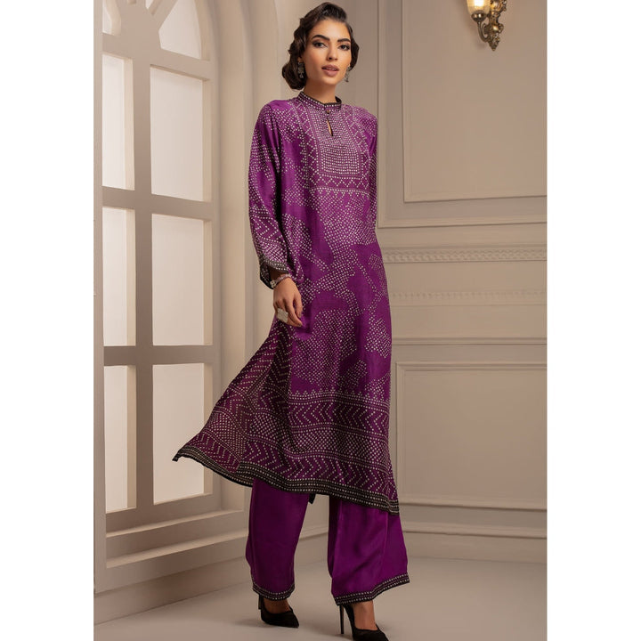 Rajdeep Ranawat Beendi Champa Purple Tunic With Palazzo (Set of 2)
