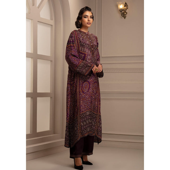 Rajdeep Ranawat Bandhej Ghazala Purple Tunic With Palazzo (Set of 2)