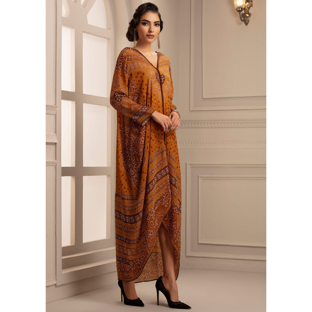 Rajdeep Ranawat Bandhej Eila Mustard Dress