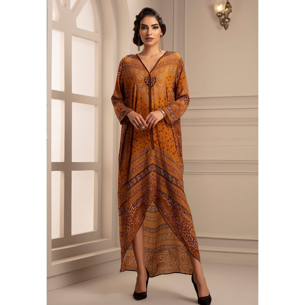 Rajdeep Ranawat Bandhej Eila Mustard Dress
