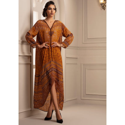Rajdeep Ranawat Bandhej Eila Mustard Dress