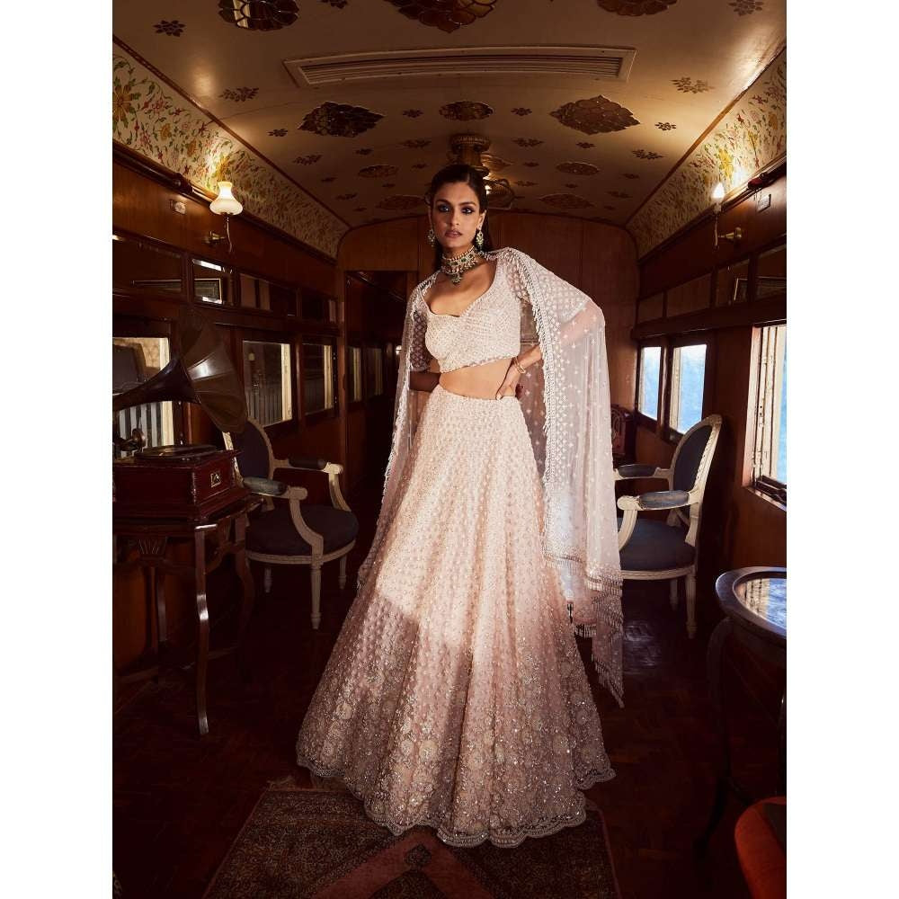 Rococo Luna Ice Pink Lehenga with Blouse and Dupatta (Set of 3)