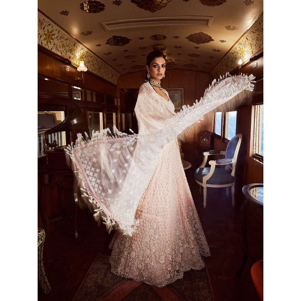 Rococo Luna Ice Pink Lehenga with Blouse and Dupatta (Set of 3)
