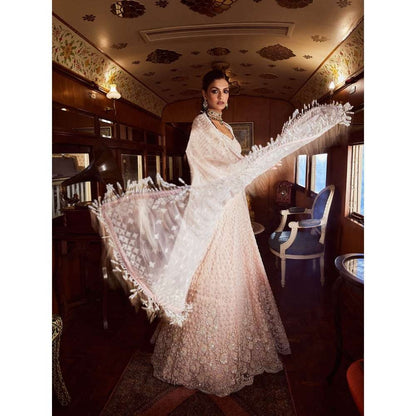 Rococo Luna Ice Pink Lehenga with Blouse and Dupatta (Set of 3)