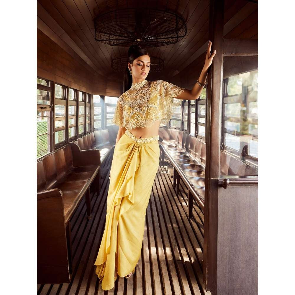 Rococo Alectrona Ice Mustard Top with Skirt and Cape (Set of 3)