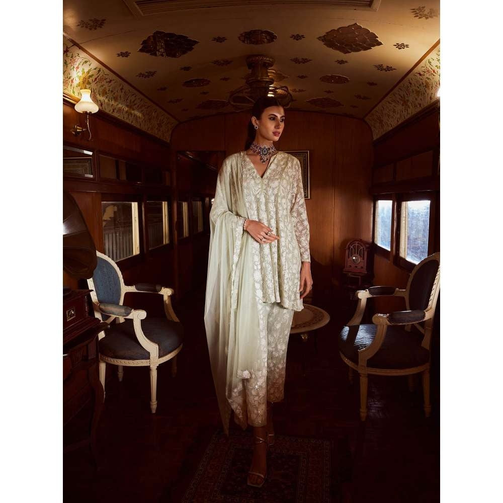 Rococo Zenith Mint Green Kurta with Pant and Dupatta (Set of 3)