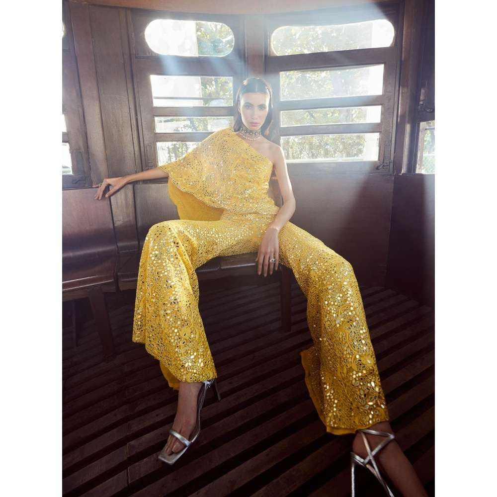 Rococo Ambre Yellow Top with Sharara (Set of 2)