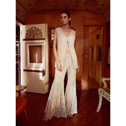 Rococo Ambrosia Beige Top with Sharara (Set of 2)