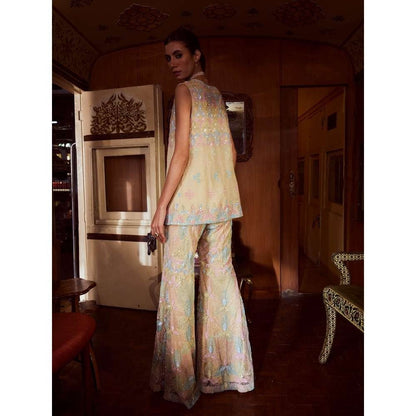 Rococo Ambrosia Beige Top with Sharara (Set of 2)