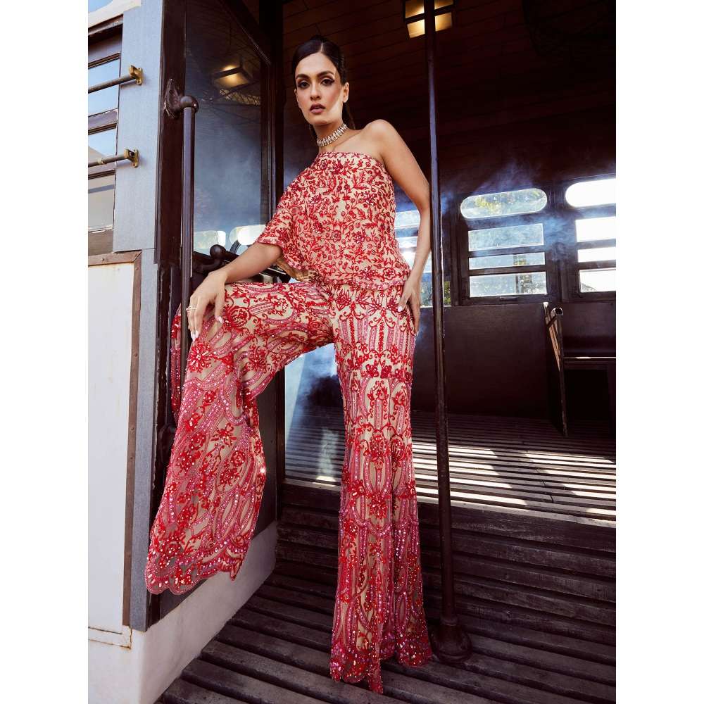 Rococo Meraki Beige Top with Sharara (Set of 2)