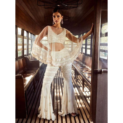 Rococo Labyrinth Ivory Top with Sharara and Cape (Set of 3)