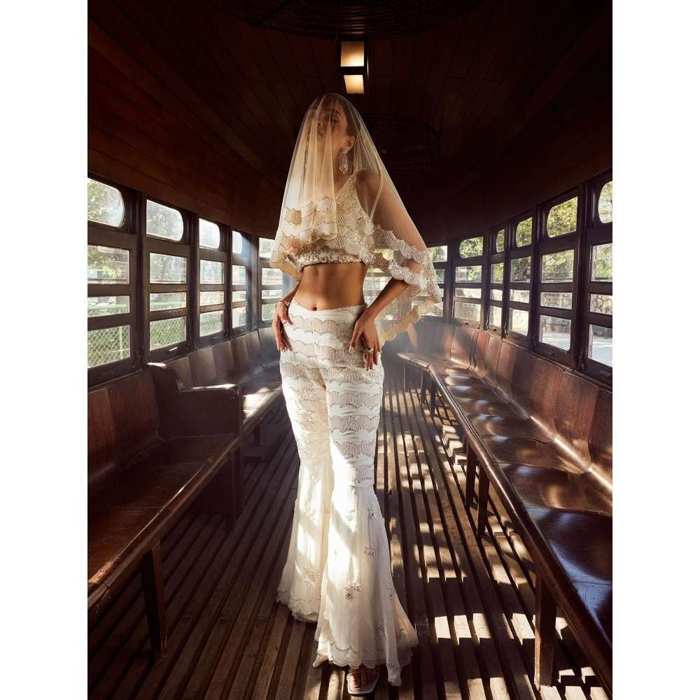 Rococo Labyrinth Ivory Top with Sharara and Cape (Set of 3)