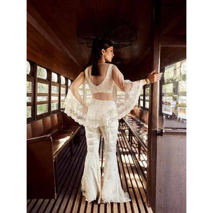 Rococo Labyrinth Ivory Top with Sharara and Cape (Set of 3)