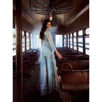 Rococo Sapphire Ice Blue Kurti with Sharara (Set of 2)