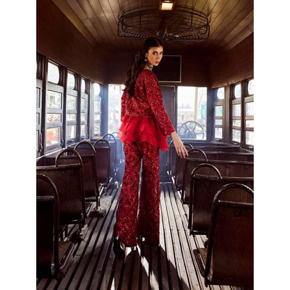 Rococo Genesis Red Jacket with Pant and Blouse (Set of 3)