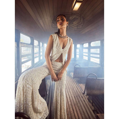 Rococo Elysian Ivory Top with Sharara (Set of 2)