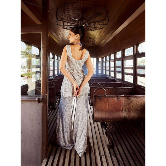 Rococo Zephyr Grey Top with Sharara (Set of 2)