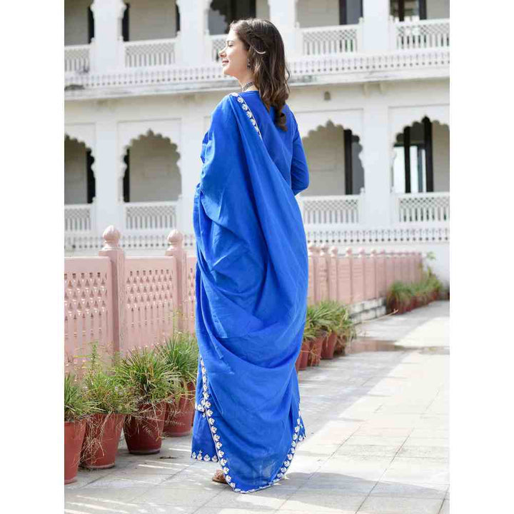Roohaniyat Blue All Over Embroidery Palazzo (Set of 3)
