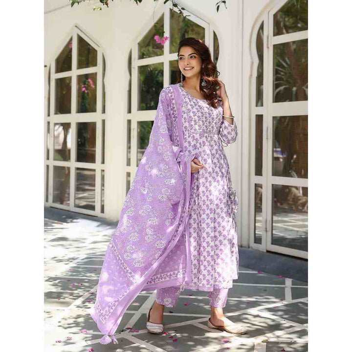 Roohaniyat Purple Summer Anarkali Suit (Set of 3)
