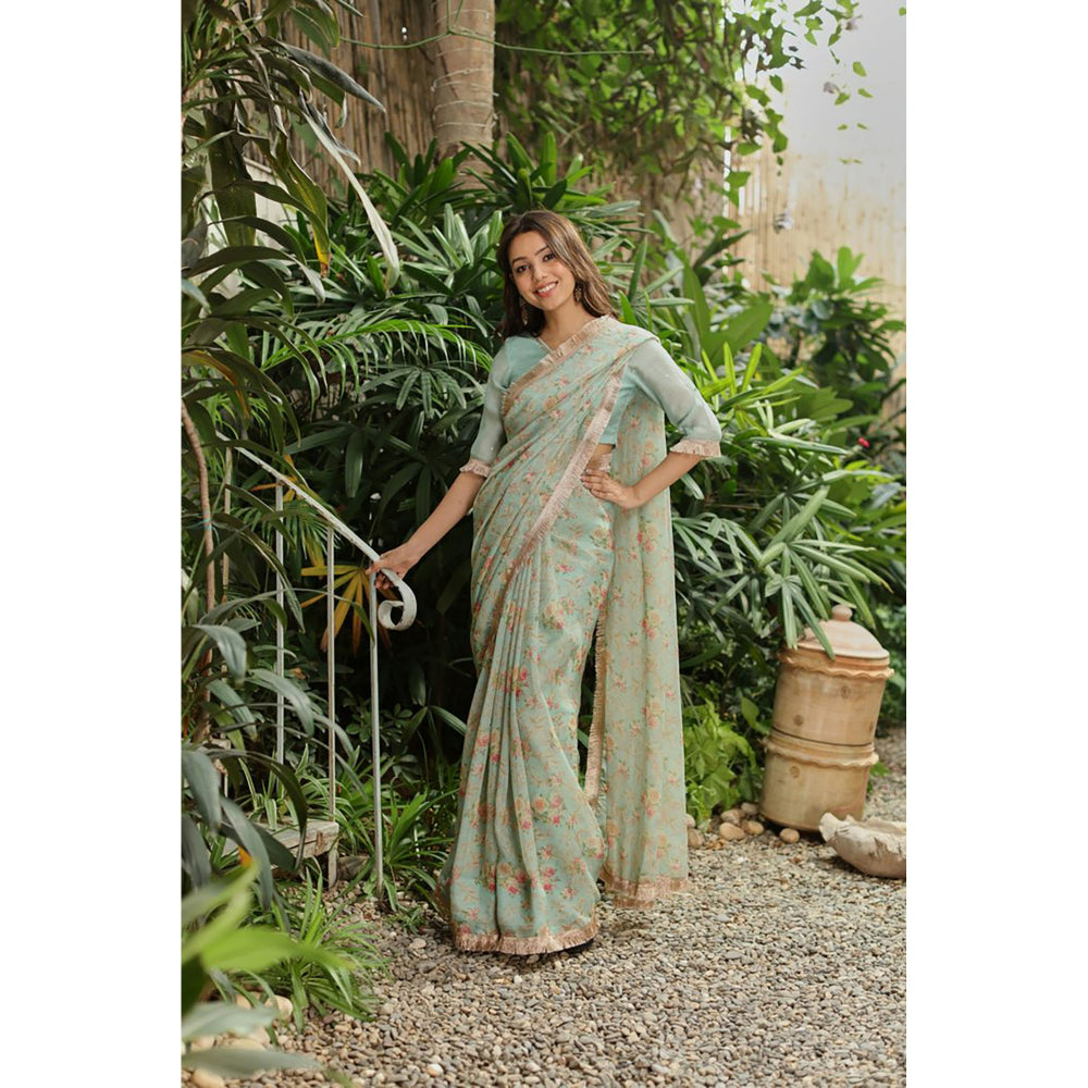 Roze Amala Saree Set with Unstitched