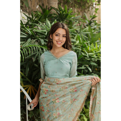 Roze Amala Saree Set with Unstitched