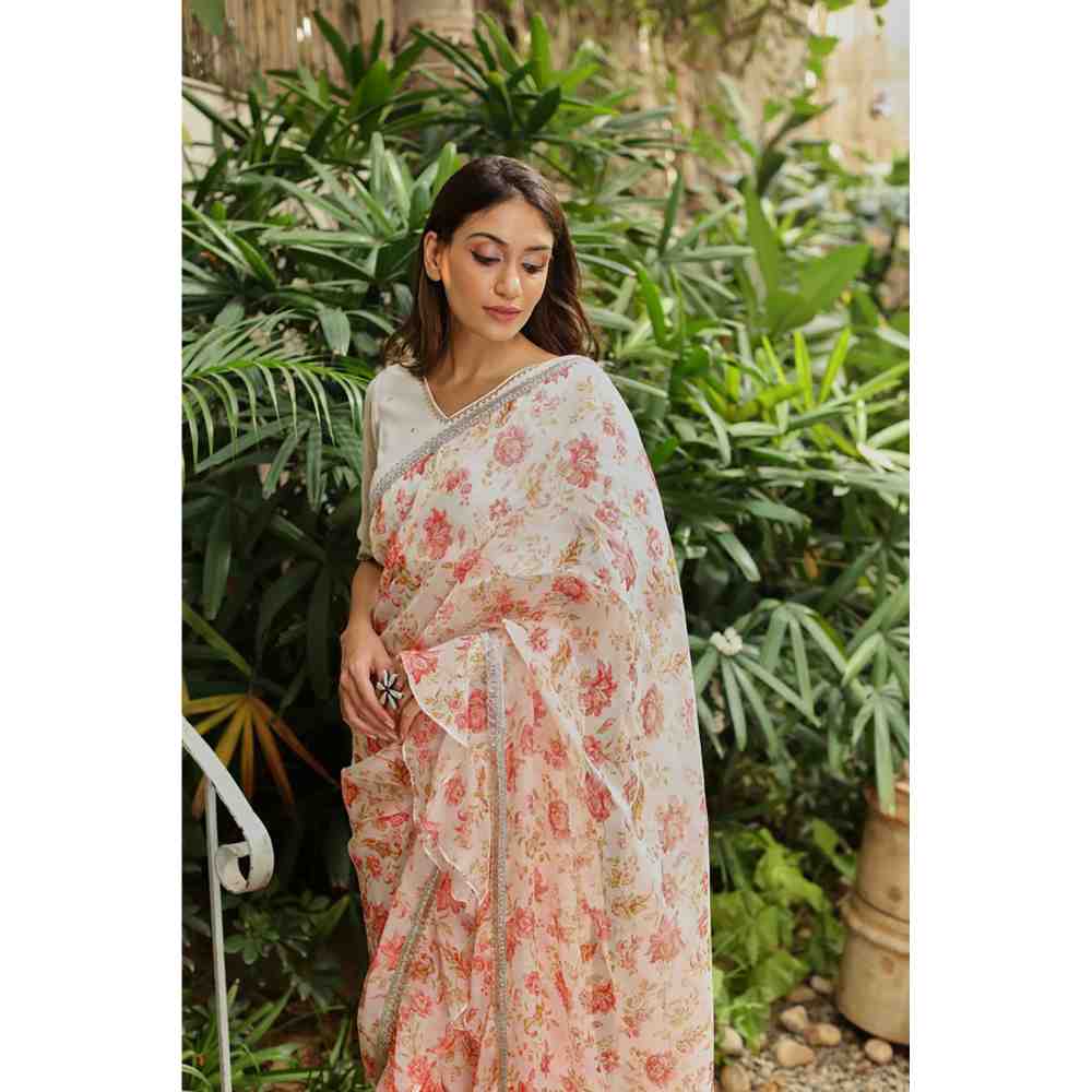 Roze Amishi Saree Set with Unstitched