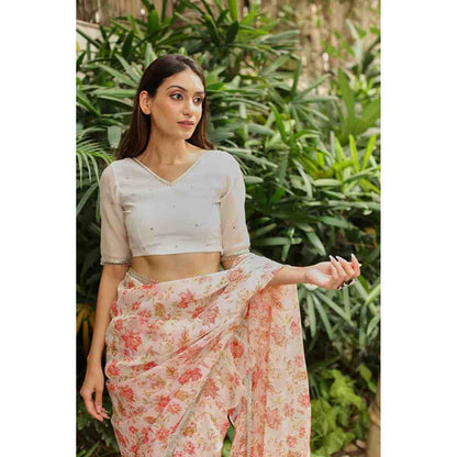 Roze Amishi Saree Set with Unstitched