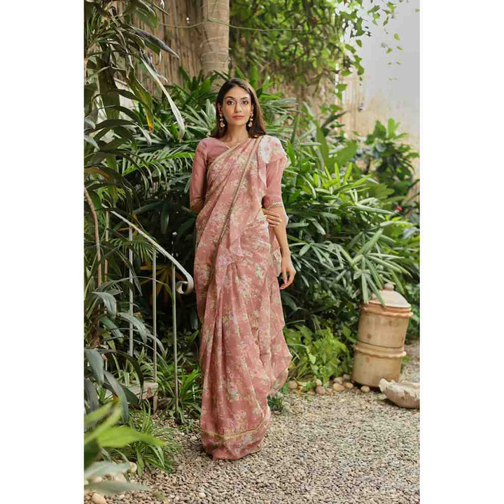 Roze Ananda Saree Set with Unstitched