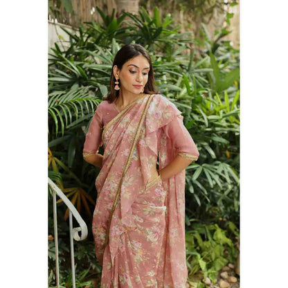 Roze Ananda Saree Set with Unstitched