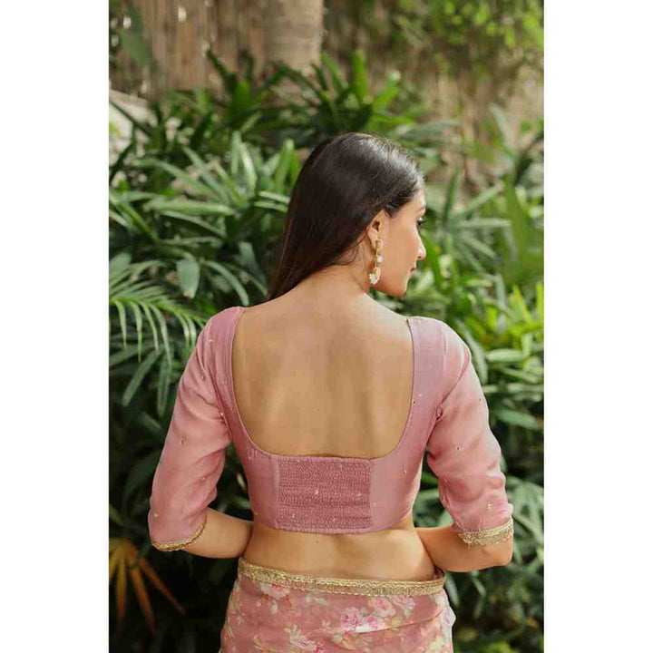 Roze Ananda Saree Set with Unstitched