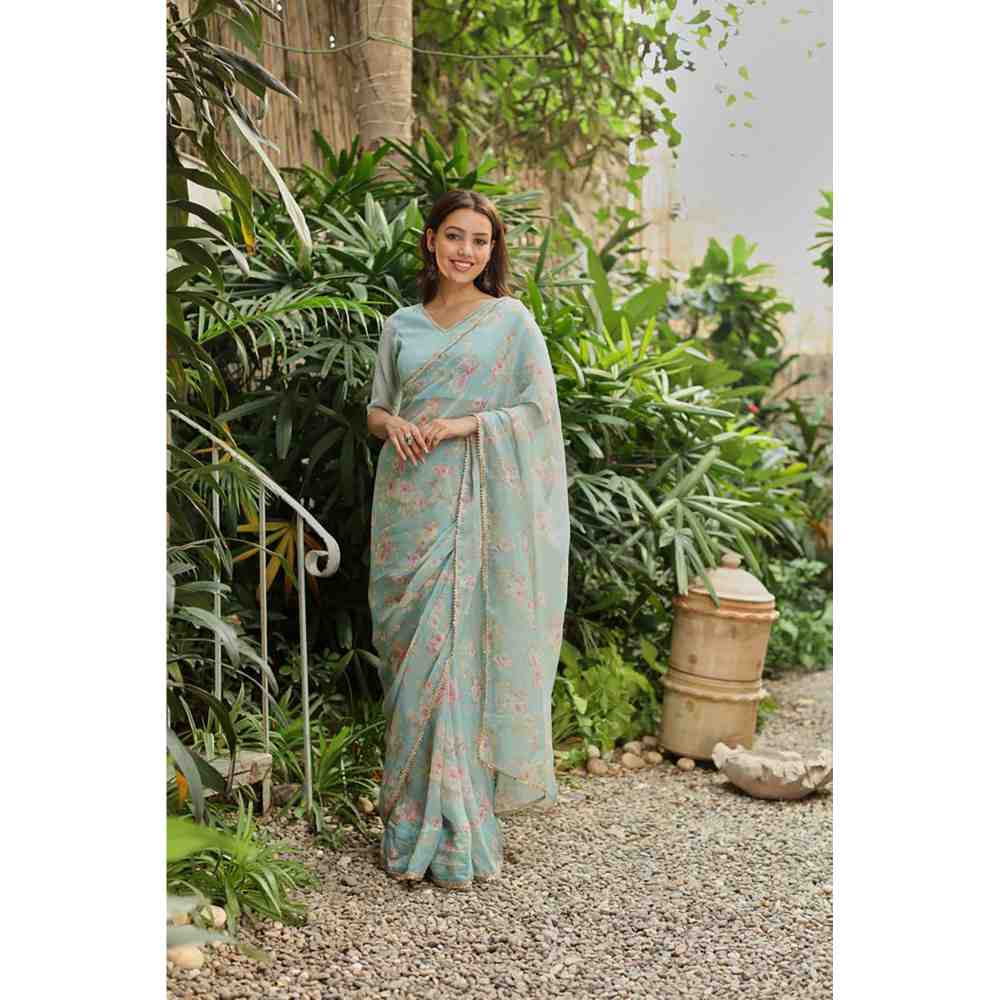 Roze Ira Saree Set with Unstitched