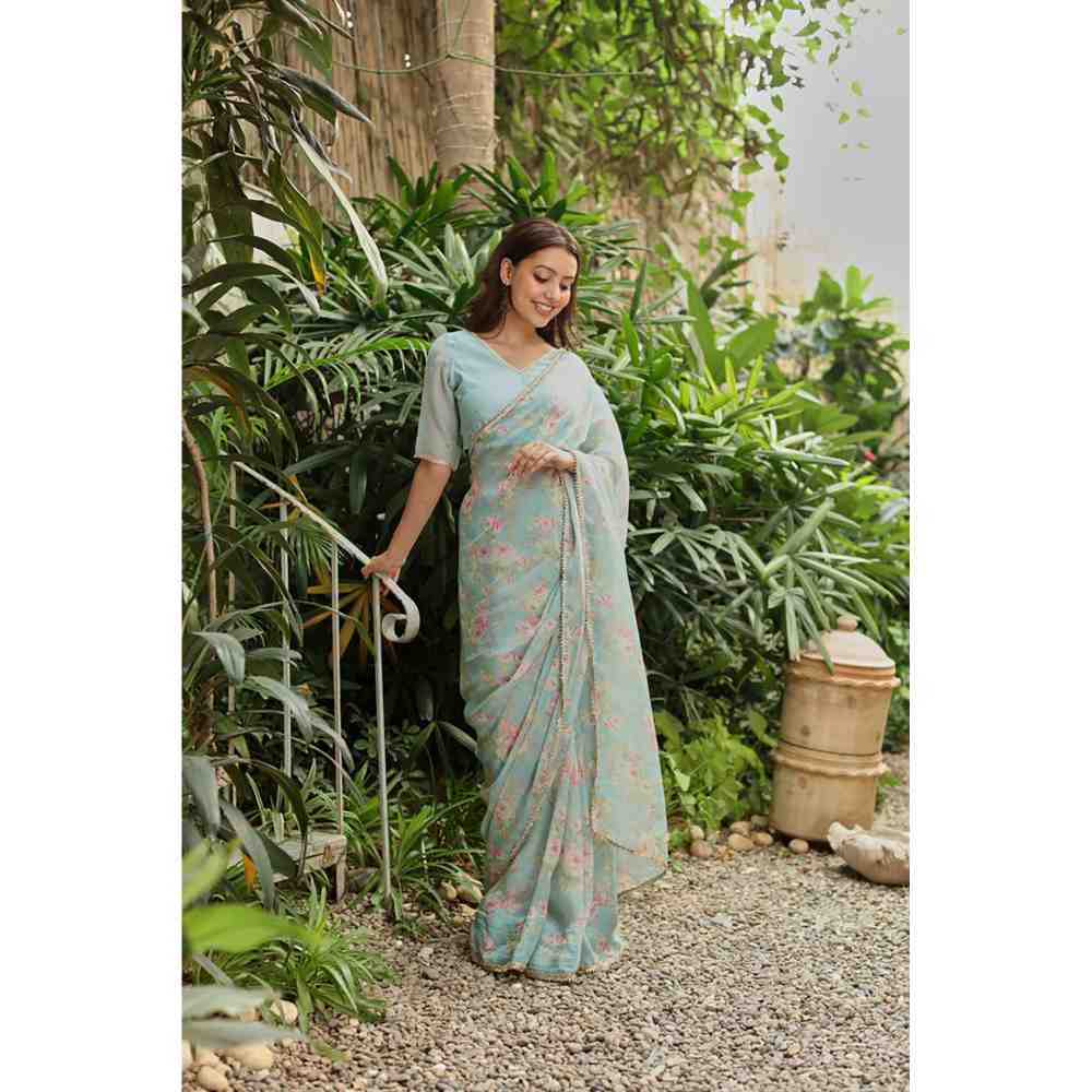 Roze Ira Saree Set with Unstitched