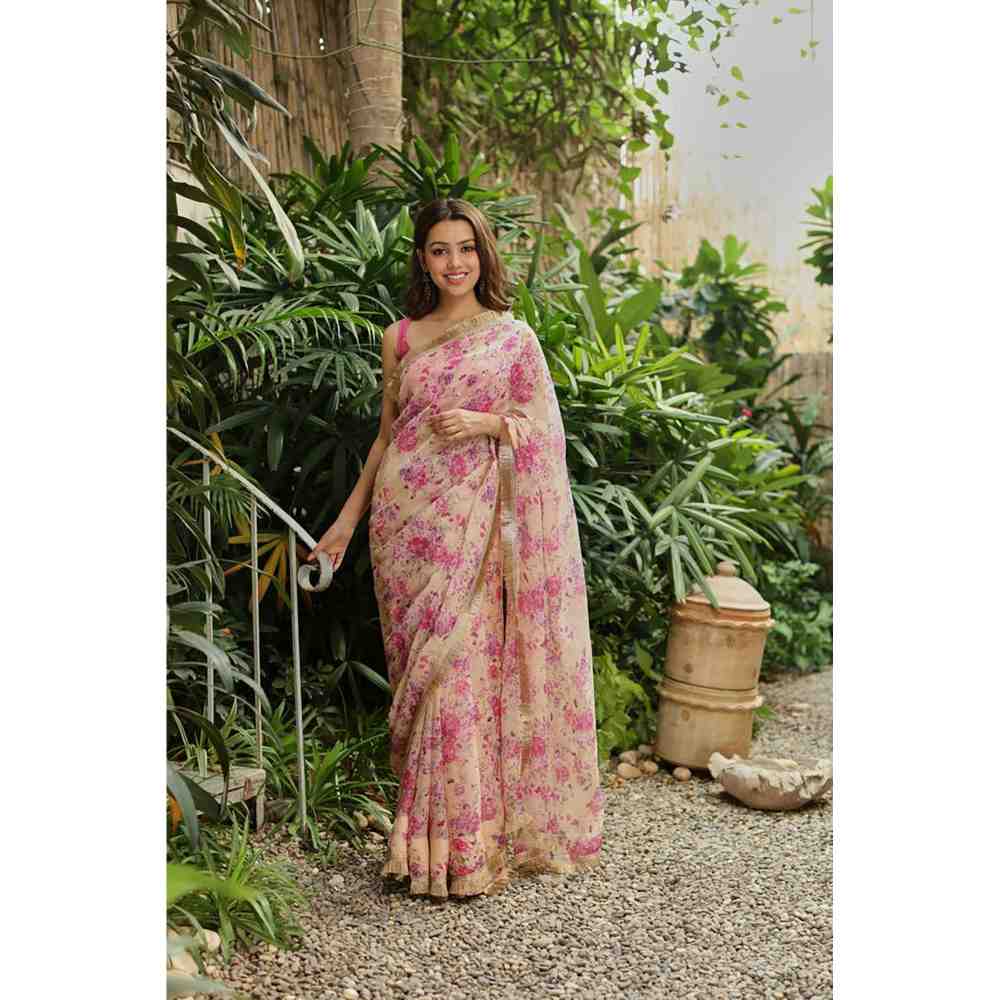Roze Varya Saree Set with Unstitched
