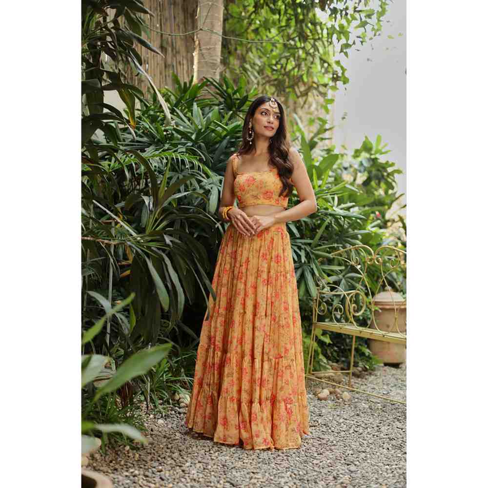 Roze Kyra Lehenga (Set of 3)