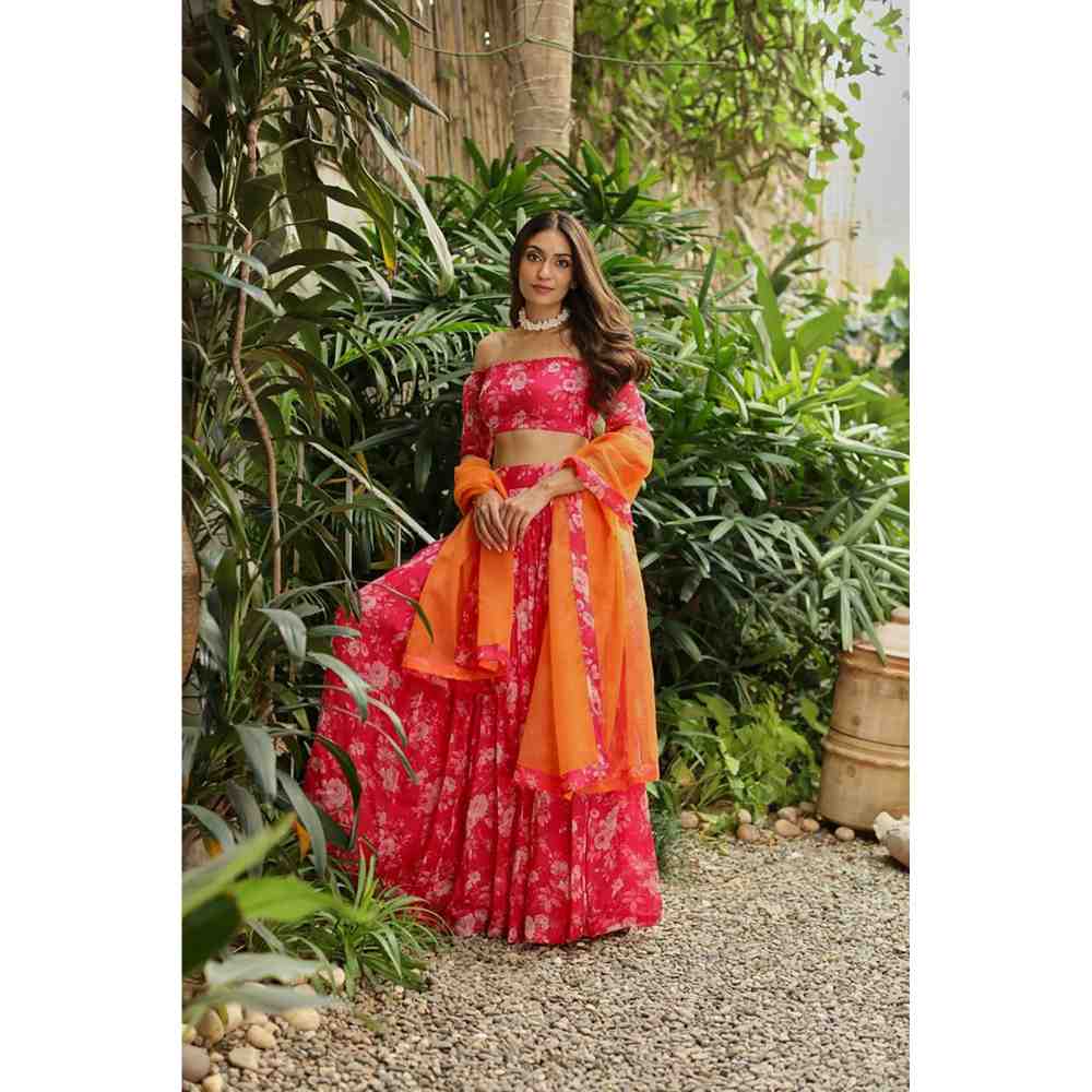 Roze Rabhya Lehenga (Set of 3)