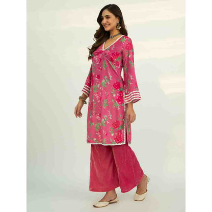 Roze Dania Velvet Kurta