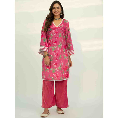 Roze Dania Velvet Kurta