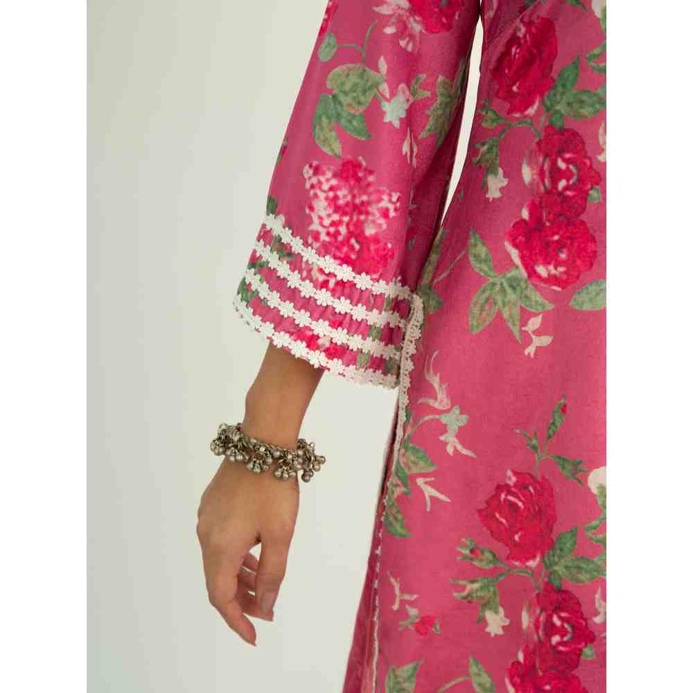 Roze Dania Velvet Kurta