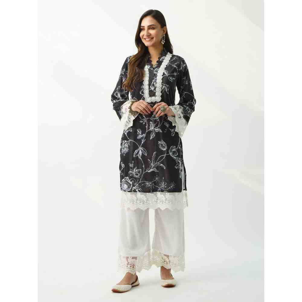 Roze Parsia Black Velvet Kurta