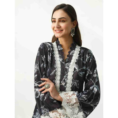 Roze Parsia Black Velvet Kurta