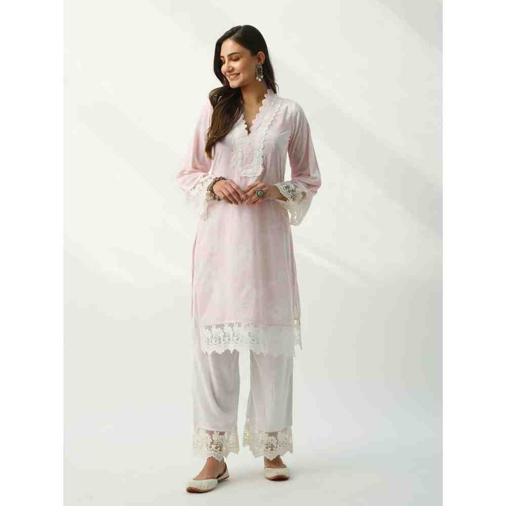 Roze Parsia Pink Velvet Set- Set Of 2
