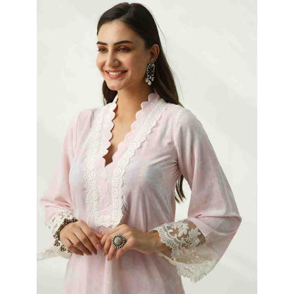 Roze Parsia Pink Velvet Set- Set Of 2