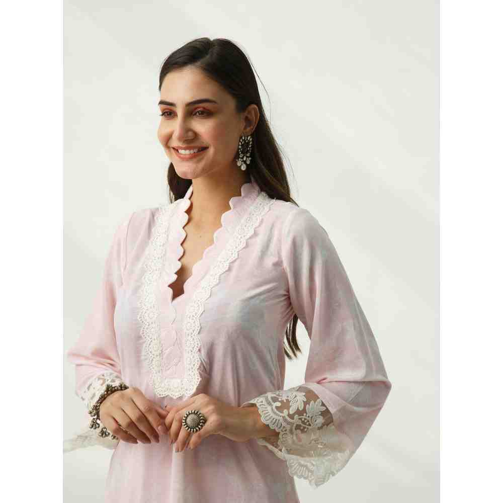 Roze Parsia Pink Velvet Kurta