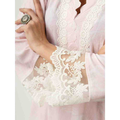 Roze Parsia Pink Velvet Kurta