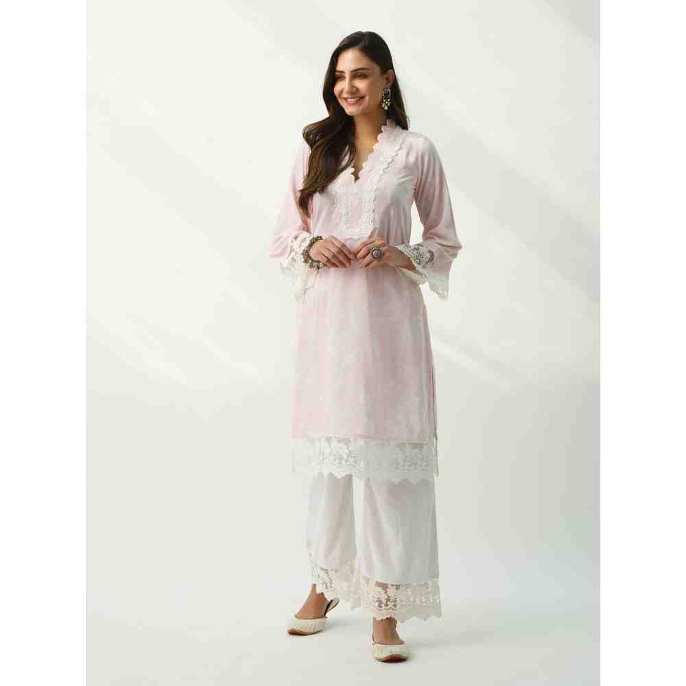 Roze Parsia Pink Velvet Kurta