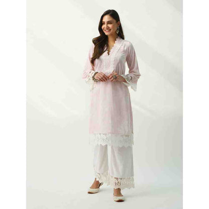 Roze Parsia Pink Velvet Kurta